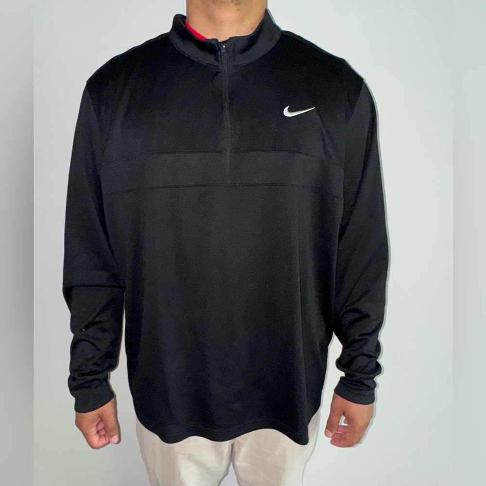 Nike Black Men's Half-Zip Sweater with White Swoosh